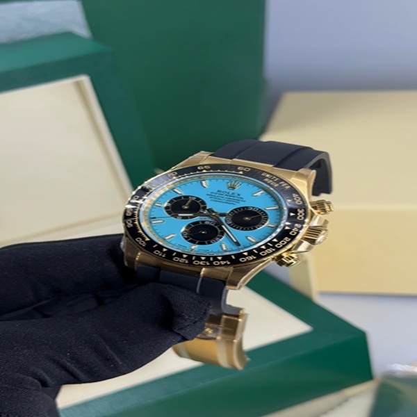ROLEX DAYTONA COSMOGRAPH 40mm TIFFANY YELLOW GOLD WITH BLACK RUBBER STRAP SWISS MOVEMENT Super Master