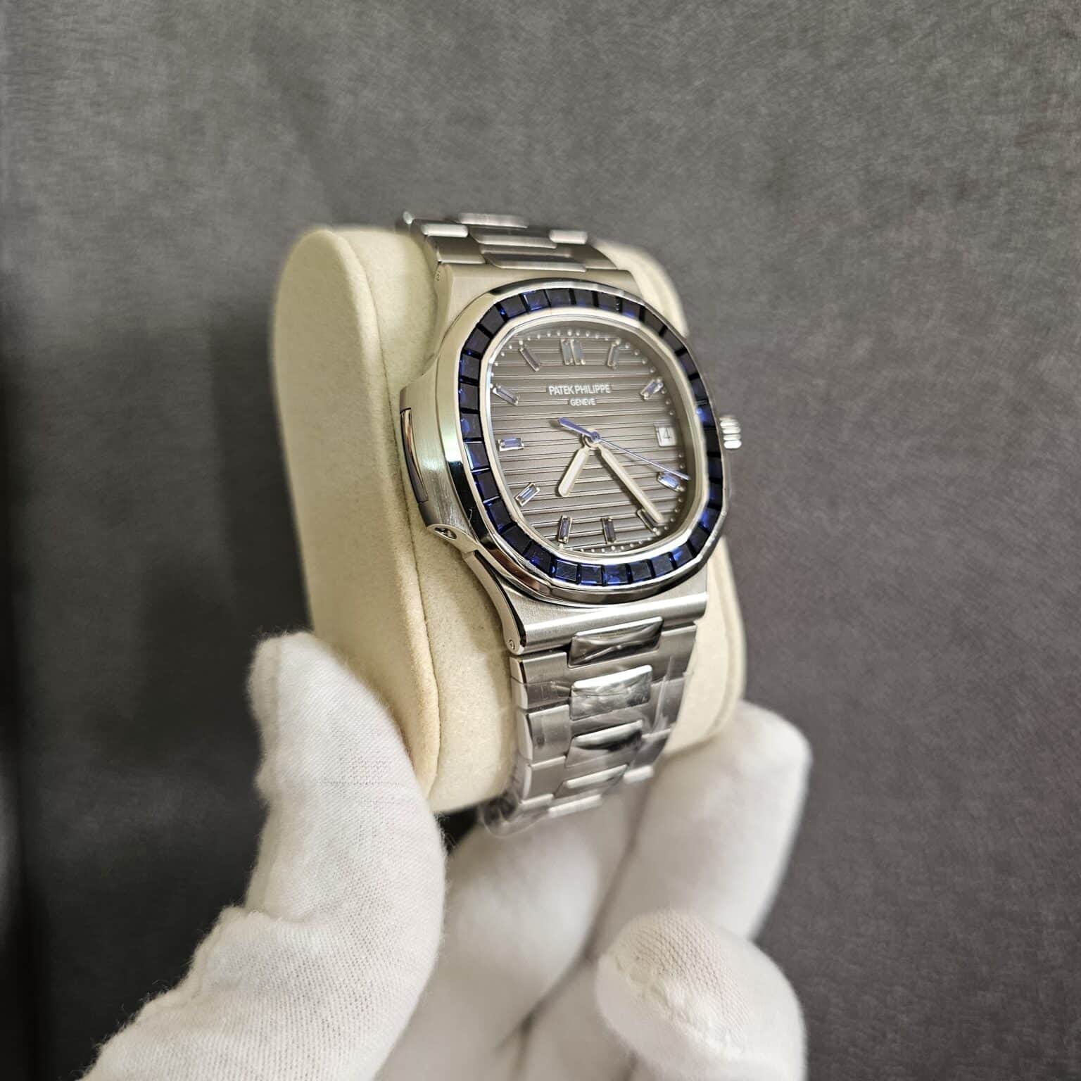 Patek Philippe Nautilus With Blue Saphire In Platinum 5711/111P-001 Super master premium 1:1