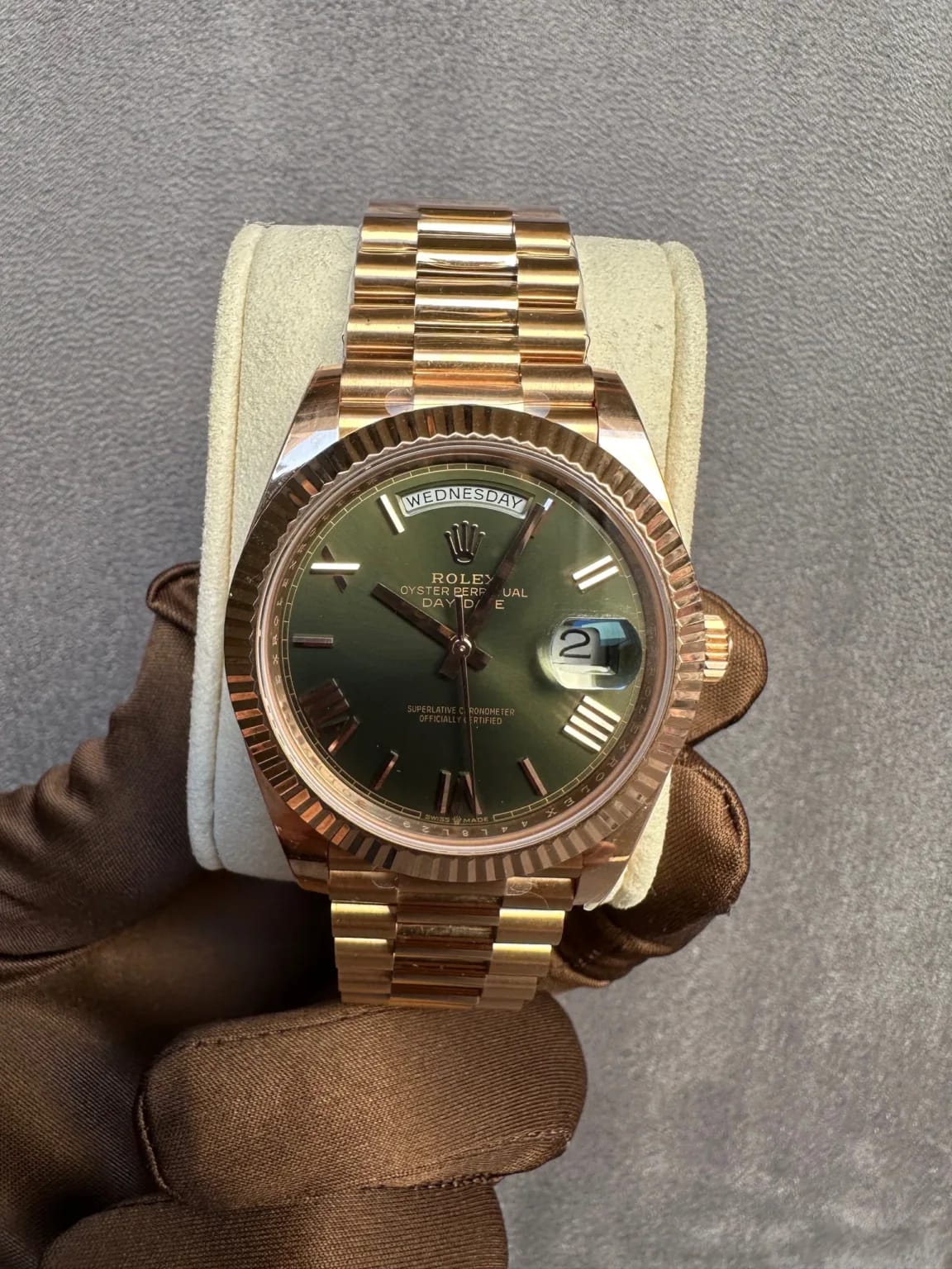 Rolex Day-Date 40 Olive Green Rose Gold 40 mm super master premium 1:1