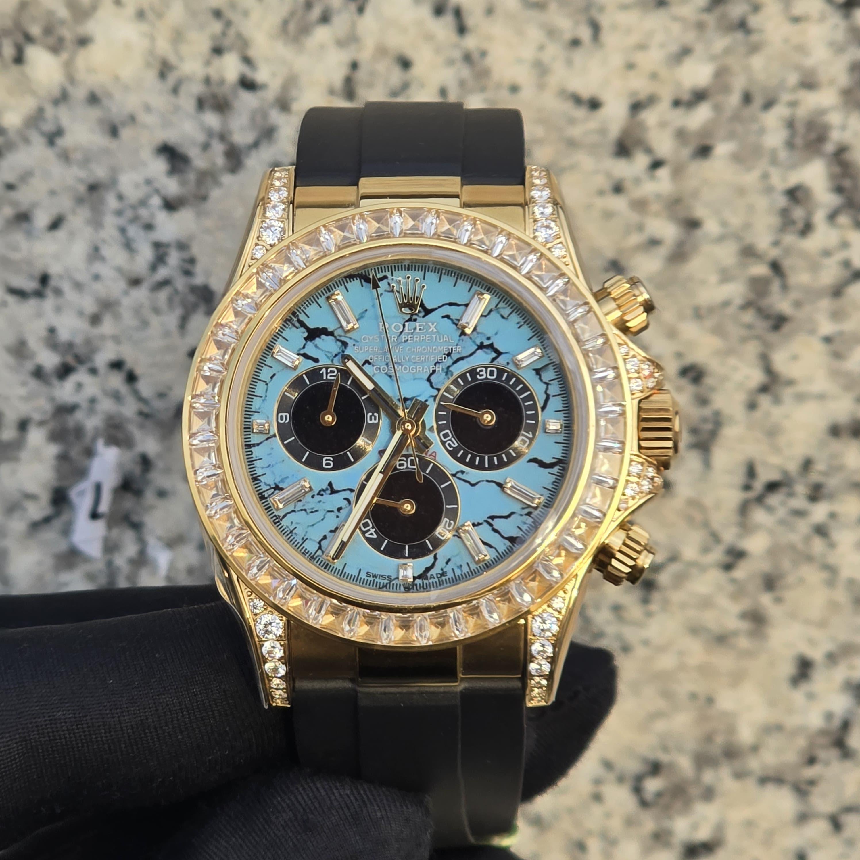 Rolex Daytona 126538TBR Yellow Gold Turquoise Stone Dial Diamond Bezel